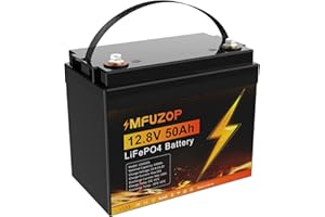 MFUZOP 12V 50Ah LiFePO4 Lithium Batterie, 50A BMS, MAX 640W Leistung, 15000 Zyklen Deep Cycle Lithium Batterie Akku, für Elektromotor, Wohnwagen, Marine, Solaranlage, Fischfinder, Heimspeicher