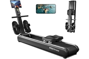 YPOO Rowing Machines, Magnetic Rowing Machines for Home Gym, 16 Levels Resistance Rowing Machine Foldable Quiet with Dual Slide Rail, 350lb Folding Rowing Machine with LCD Display Seat Cushion & App