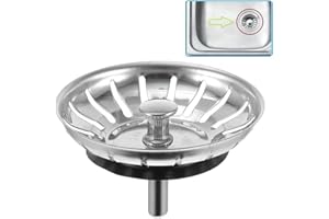 AORVYUI 82mm Tappo Filtro per lavello da cucina in acciaio inossidabile Filtro a cestello per lavello tappo di scarico per filtro da cucina tappo lavandino