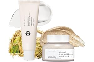 ‎SHEFAVE Rice Mask Beauty Skincare Sets mit Reis Sunscreen Face SPF50, Rice & Probiotics Sonnencreme, Gesichtsmaske Reis&Honig, Glass Skin Mask Korean, Straffende Haut, Sonnenschutz Gesicht Nicht Fettend