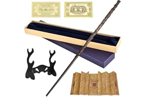 AEUZWR Varita Hermione Granger, Harry Potter Varita Magica, Varita mágica Hermione Granger Harry con Mapa, Boleto y Negro Soporte para Varita, Adecuado como Regalos, Juguetes, Coleccionables