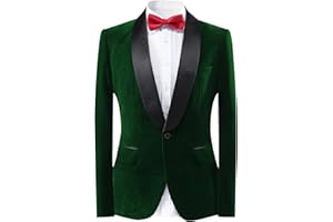 YOUTHUP Chaqueta de terciopelo para hombre, cuello de chal, ajustada, 1 botón, para boda, formal, para vestir