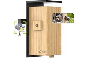 Birdfy Smart Bird Box with Camera 2025 New Version, 1080P Dual-Cam, Remote Control AI & Solar Powered, Bird Houses for Garden, Wireless Outdoor Watch Robin Nesting Story in Realtime (Bamboo)