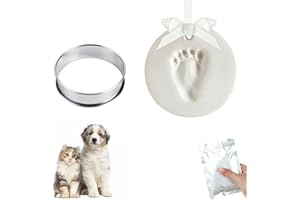 AMBEERT Dog Paw Print Kit, Clay Baby Hand & Footprint Impression Kit, Paw Print Kit for Dogs, Cat Paw Print Kit, Perfect Home Decor and Gift for Pet Lovers, Equipped with a 10cm Circular Mold