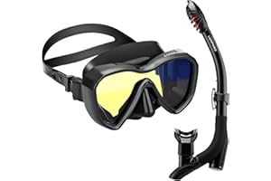 LUXPARD Snorkel Set, Anti-Fog Panoramic View Snorkel Mask and Anti-Leak Dry Snorkel Tube, Snorkeling Gear for Adult and Youth, Snorkel Kit Bag Included