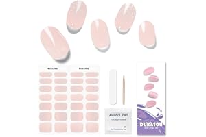 DUKASOU Uñas de Gel Pegatinas | 28 Uds Uñas Gel Semicurado, Pegatinas de Uñas de Gel para Mujeres Funciona con Cualquier Lámpara UV, Pegatinas de Gel para Uñas(Color de Piel)