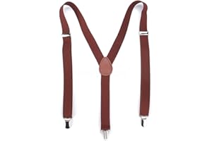 Boolavard Herren Damen Long Hosenträger Y Form Style 3er Clips elastisch Schmal Unifarbe und Bunt mit verschiedenen Motiv