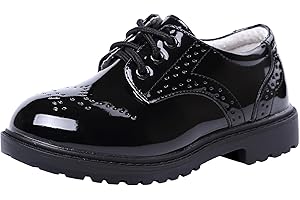 PPXID Garçon Fille Mixte Enfant Ecole Cuir Oxford Chaussures de Ville à Lacets pour Mariage Costume