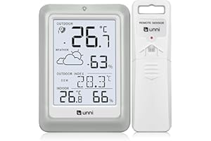 U UNNI Thermomètre Hygromètre Numérique Intérieur Extérieur, Station Météo Sans Fil Numérique, Température Humidité Moniteur Avec Capteur à Distance De 100M, Affichage Rétro-éclairage