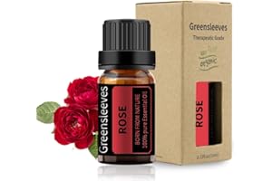GREENSLEEVES Rose Essential Oil, 100% Pure, Undiluted Organic Rose Aromatherapy Diffuser Oils 10ml