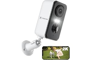 COCOCAM 2K Camara Vigilancia WiFi Interior/Exterior sin Cables, Camara Vigilancia Bateria con AI Reconocimiento PIR Detección de Movimiento Visión Nocturna en Color Audio Bidireccional (1, Negro)
