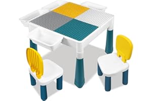 NAIZY Tavolo per Bambini con 2 Sedie Set di Sedie da Tavolo da Gioco per Bambini Dai 3 Anni con Contenitore e Piano d'Appoggio Bifacciale Multifunzionale Regolabile in Altezza - Tipo B