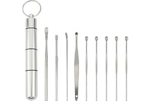 MELEBELLOT 9 Stück ear cleaner, ohrlöffel, Ohrenreiniger mit Box, Edelstahl Ohrenschmalz Entferner Set, Ohrreinigungsset, Ohrenreiniger für Menschen, Kinder und Erwachsene