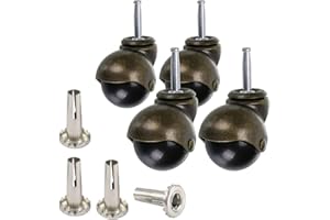 Skelang 50 mm Stem Castor Wheels, Ball Castors with Sockets, Antique Swivel Casters, Replacement for Furniture, Ottoman, Cabinet, Coffee Table, 4 Pcs