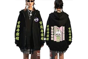 MEDM Dämon Slayer Mitsuri Kanroji Anime Hoodies Männer/Frauen Reißverschluss Sweatshirt Kimetsu No Yaiba Grafische Kapuzenkleidung Übergroße Hoodies