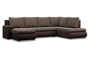 ‎MEBLIGO Mebligo - Ecksofa mit Schlaffunktion und 3 Bettkasten FORESTA 300x89x200 (BxHxT) Braun + Braun - Ottomane Rechts Eckcouch, Couch U Form, Sofa Wohnzimmer, Sofas & Couches, Eckschlafsofa