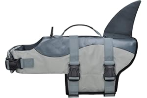 COVVY Gilets de Sauvetage pour Chiens Gilet de Flottaison Animaux Gilet Natation Réglable Gilet de Sauvetage avec Poignée Pet Life Jacket (M, Gris)