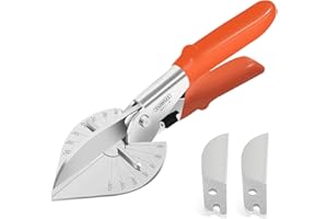 TOWOT Precision Multi-Angle Mitre Scissors with Replacement Blades - Versatile Trunking Scissors for Cutting PVC, Wood and Rubber - Adjustable from 45 to 135 Degrees for Perfect Angle