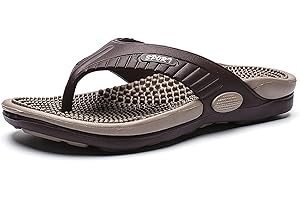 Aitaobao Mens Reflexology Massage Flip Flops Outdoor Shoes Lightweight Slide Slippers Waterproof for Home Beach Swimming Pool Sandals