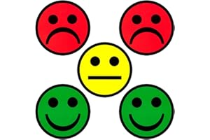 2DOBOARD 5 Smiley Magnets - Mix Package - 2 Green, 2 Red and 1 Yellow - 2 Inch - Whiteboard Fridge Magnets