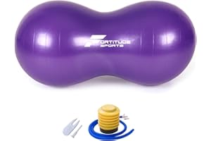 Fortitude Sports Peanut Ball 45cm by 90 cm | Anti Burst Exercise Ball for Yoga, Pilates, Fitness and Physical Therapy | Peanut Shaped Swiss Ball