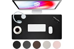 Sidorenko Alfombrilla de Cuero de PU 80x40cm - Negro - Alfombrilla de Escritorio con Bordes Cosidos - Grande