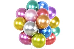 HYKJNBW Metallic Balloons 50 Pcs 12 Inch Assorted Colors Multicoloured Shiny Glossy Latex Balloons for Birthday Wedding Party Decoration