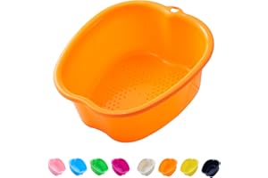 AXLOFO® Cubo para remojar pies, bañera de pies de plástico resistente, bañera para pediluvio, masaje, desintoxicante, 8 colores (bañera-orange)