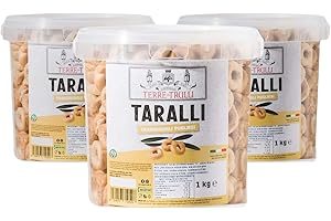 Terre Dei Trulli Tarallini Tradizionali - 3 Secchielli Da 1kg | Taralli Pugliesi Per Uno Snack Veloce E Gustoso | Snack Salati Per Un Aperi Snack Genuino