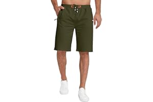 KUYIGO Pantalones Cortos Hombre, Pantalones Cortos Deportivos Informales con cordón y Bolsillo con Cremallera, Pantalones Cortos de algodón elásticos S-3XL
