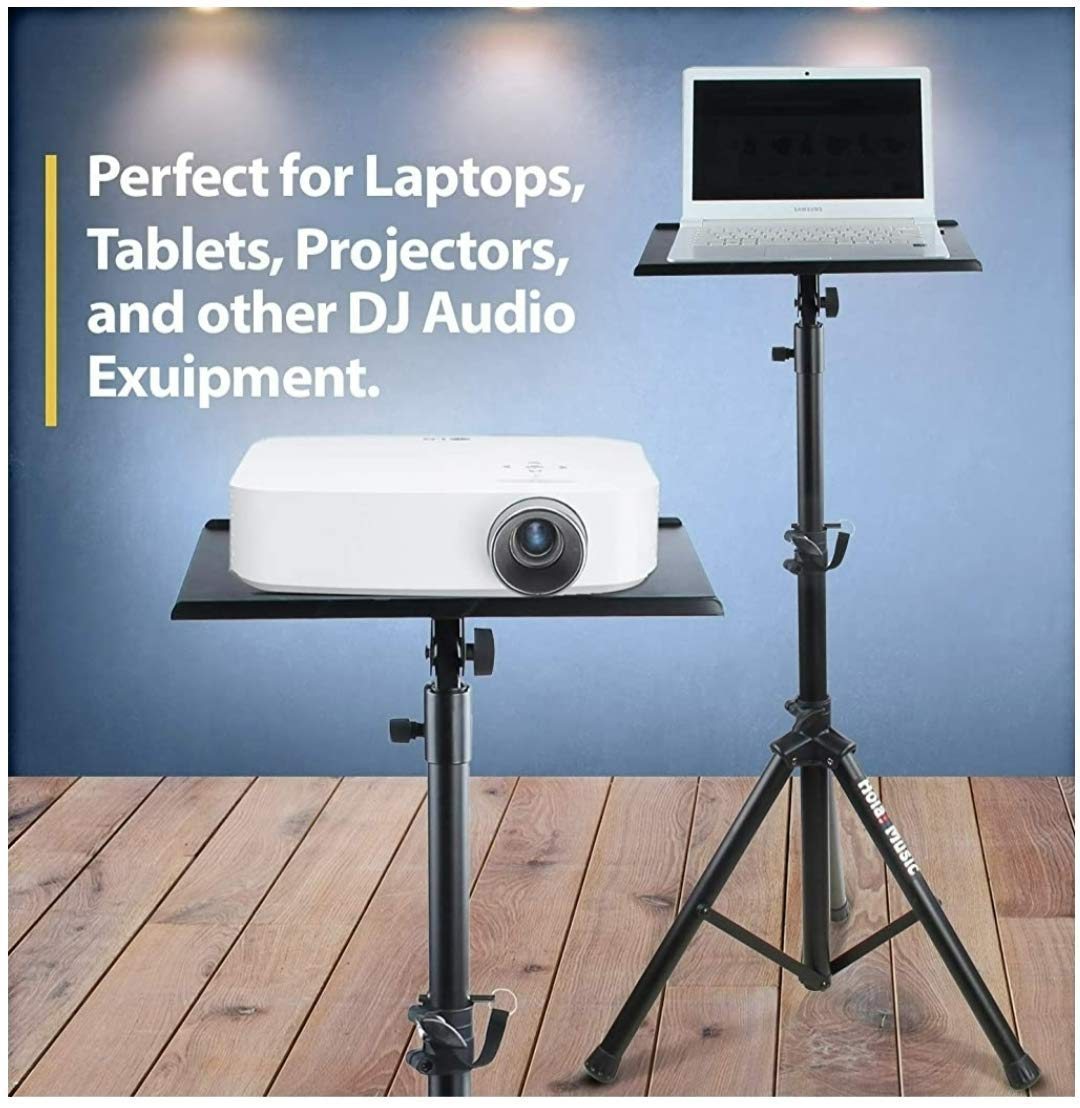 Audiovan Projector Floor Tripod Stand & Speaker Tripod Stand Laptop Floor Stand with Anti Skid Pad (3.5 Feet to 6 Feet) Tray Size.11 x 15.6 Inches