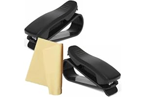 BLAUBODY Soporte Gafas Coche Pinza Porta Gafas Para Coche X2 + Paño Para Gafas con Clip Negro Mate Accesorios Coche Interior Car Gadgets - Complementos Coche, Furgoneta - Porta Gafas Coche Para Mujer y Hombre