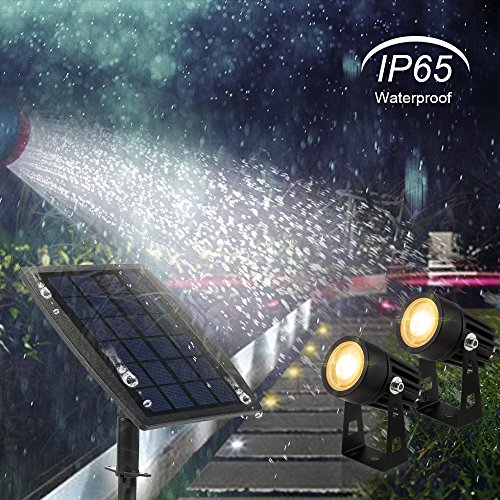 Tomshine 2W Led Solarleuchten Solarlicht solarbeleuchtung Solarpanel mit Lichtsensor, IP65 Wasserdicht,270 Grad Einstellbar,130LM für Outdoor wie Garten, Hof(Warmweiß) - 5