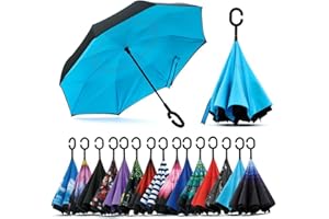 Jooayou Paraguas Invertido de Doble Capa,Paraguas Plegable de Manos Libres Autoportante,Paraguas a Prueba de Viento Anti-UV Para la Lluvia del Coche al Aire Iibre