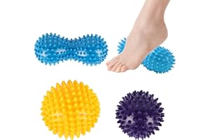 BBTCXJS Lot de 3 balles de massage à picots : balle de massage cacahuètes, balles de lacrosse et masseur de fasciite plantaire, balle de massage pour point de déclenchement, récupération des muscles de la