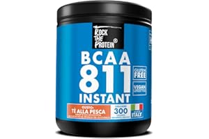 Aminoacidi Ramificati BCAA 8 1 1 300g Gusto Tè Alla Pesca Rock The Protein® BCAA Polvere Leucina Valina Isoleucina, Integratori Palestra Recupero Muscolare Recovery Aminos Intra Pre Post Workout