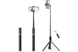 ATUMTEK Selfie Stick Stativ 157cm, Ausziehbares Aluminium Handy Stativ mit Bluetooth-Fernbedienung, Kompatibel mit iPhone Samsung und Android-Telefonen, Ideal für Videos und Fotos, Schwarz