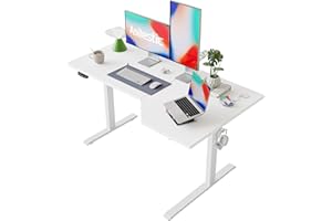 ‎AGILESTIC Agilestic Elektrischer Stehschreibtisch, L-förmiger 140 cm höhenverstellbarer Schreibtisch, Sitz- und Stehtisch für Home Office, ergonomischer aufsteigender Computertisch mit Splice Board, Weiß