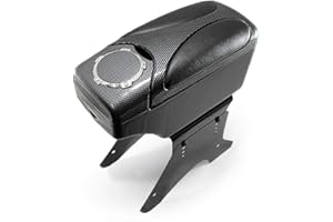 BOLOROMO Armrest Arm Rest Centre Console Box Car Auto Van Bus Storage Organizer Cup Holder Carbon Leather