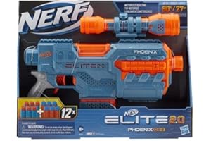 Nerf hasbro elite 2.0-phoenix cs-6 (blaster motorizzato con caricatore a clip, mirino e 12 dardi inclusi), e9961eu4, 4 batterie aa