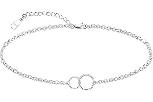 CHIC & ARTSY 925 Sterling Silver Ankle Bracelet Multilayer Anklets for Women Satellite/Star/Cross/Circle/Teardrop/Oval/Layered Anklet Beach Jewelry 9 to 10 inch Flexible Fit Anklets
