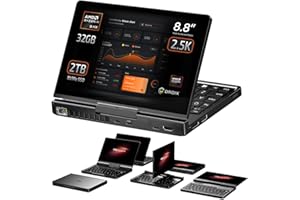 ‎GPD GPD Pocket 4: Mini laptop z AMD Ryzen AI 9 HX 370, Radeon 890M, 32 GB pamięci RAM LPDDR5X, 2 TB dyskiem SSD PCIe Gen4, 8,8" 2,5K 144 Hz, Wi-Fi 6E, Bluetooth 5.3, modułowy komputer przenośny AI
