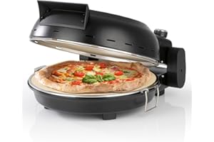 Rachs KOCHWERK Pizzaofen 28cm | Mit herausnehmbarem Pizza-Stein | Pizzamaker für Pizza, Flammkuchen, Quiche, Naanbrot & Wraps in 4 Minuten | Temperatureinstellung bis 420 °C | 1800 Watt