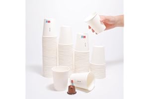 UniR 100 pcs Gobelets Jetables en Papier/Carton 7OZ - 200ML, Gobelet pour Café - Thé - Boissons chaudes et froides - Eau - Fabriqués en France (Blanc)