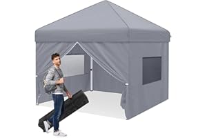 Zarfmiya Pavillon Faltbar 3 x 3 m wasserdicht Faltpavillon Gartenzelt Partyzelt Pop-Up Klicksystem UV-Schutz 50+ Metall-Verstrebungen, atmungsaktivem Dach inkl. Rolltasche, Grau