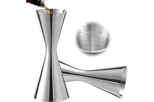 Delgeo Stainless Steel Cocktail Jigger - Professional 10ml/20ml/30ml/45ml Spirit Measure for Bartenders, Perfect Cocktail Measure and Wine Measure, Durable Drinks Measure for Spirits(Silver)
