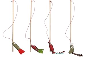 Flamingo Jouet pour Chat Canne à pêche Colton de Noël avec Jouet Textile – Plumes – Herbe à Chat – Longueur 53 cm – Aucun Choix de Couleur Possible