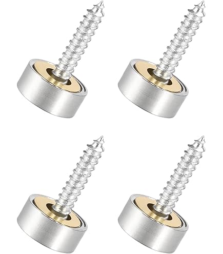 Sourcing Map Cache Vis Miroir, 20mm, 6Pcs Laiton Décoratif Capuchon Vis Couverture Clous Attaches Pour Miroir Table Bain Plaque Penderie Verre Signes, Noir