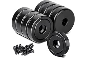 Aenienoe Aimant a Visser Puissant 10kg Gros Aimant Neodyme Super Puissant Contre-alésage avec Manchon en acier,Magnet 20mm 8 Pièces Noir