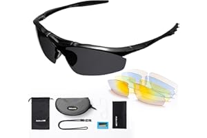 MEMORECOOL Lunette de Cyclisme Polarisées, Lunettes de Soleil Sport Polarisées pour Homme et Femme, Lunette de Velo Route, Protection UV400 avec 4 Verres Interchangeable pour Vélo Pêche Course Conduite Golf